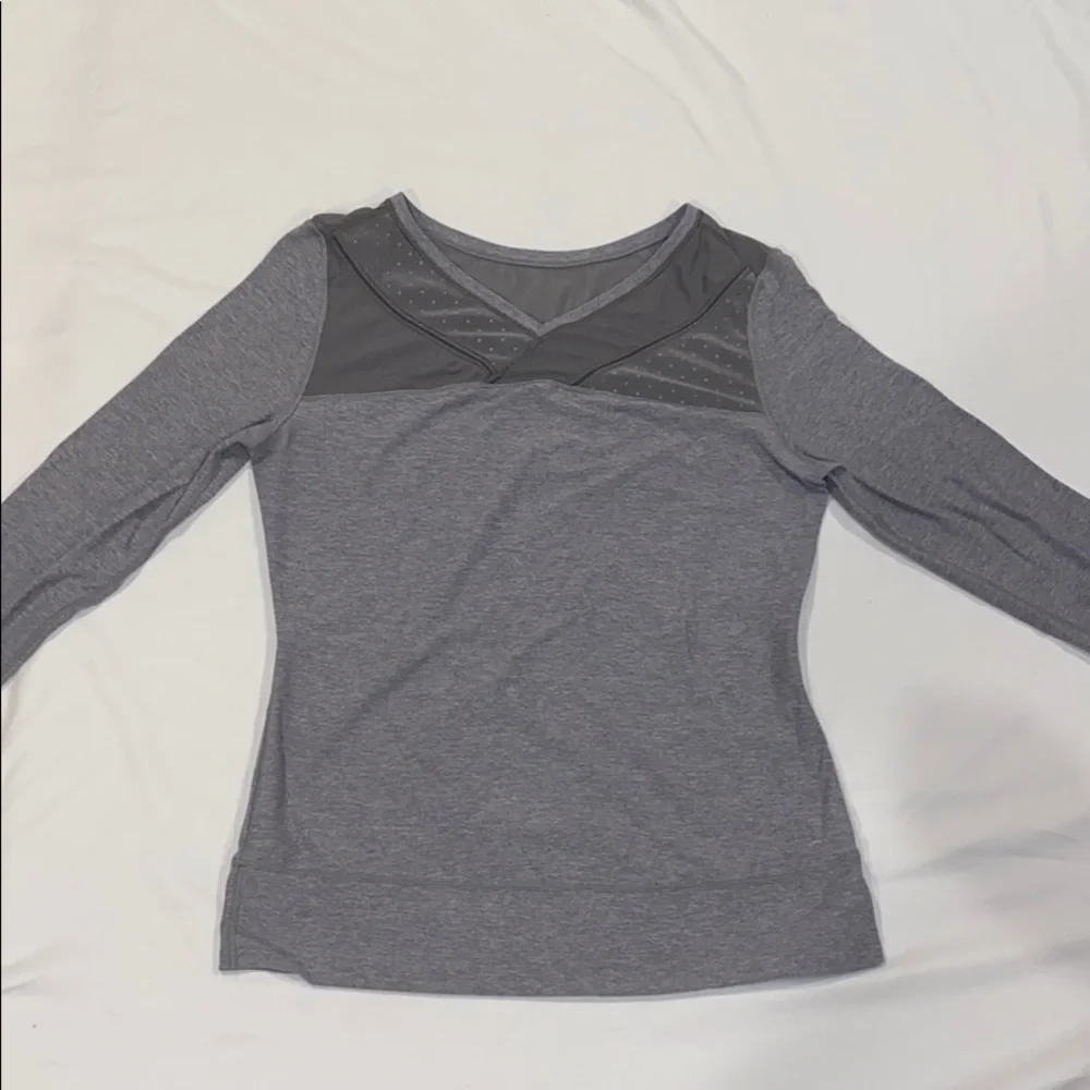 lululemon athletica Gray Long Sleeve Mesh Yoke Top